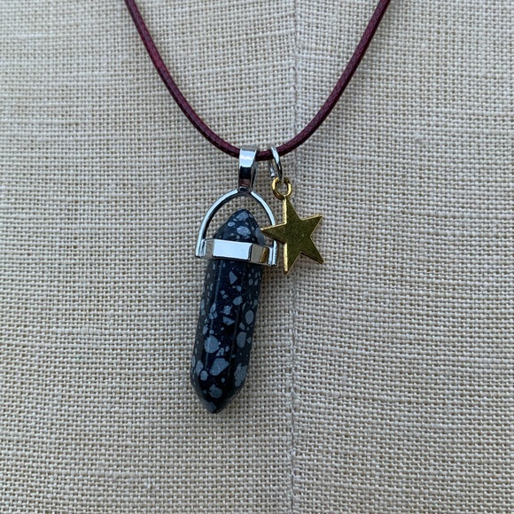 Handmade Speckled Stone Star Amulet Necklace - Picture 8 of 9